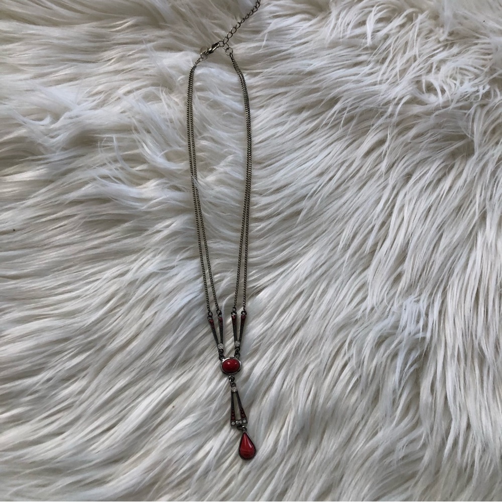 Lia Sophia Red and Silver Necklace